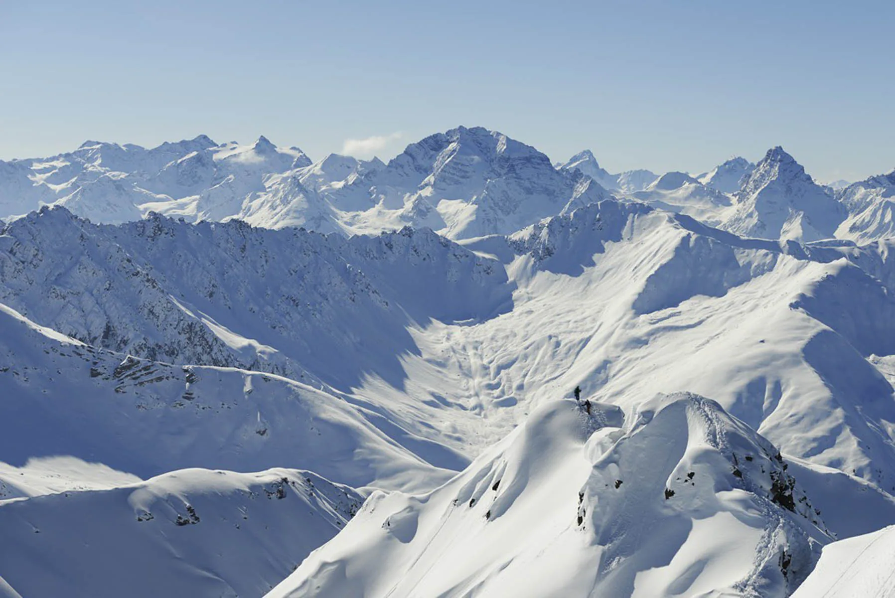 Snow-covered mountain landscape above Davos in the Swiss Alps
