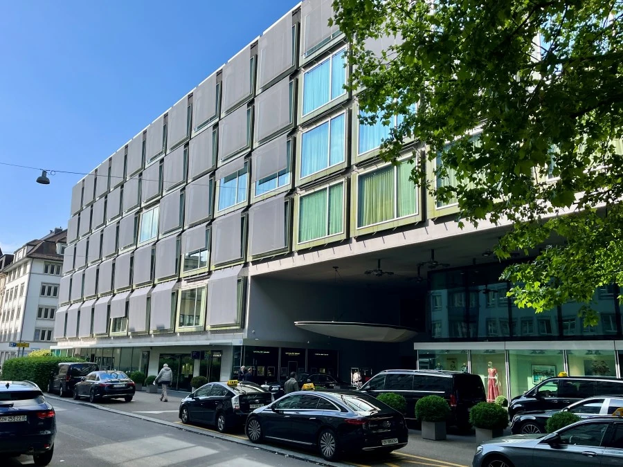 Modern exterior and entrance of Park Hyatt Zurich in Enge
