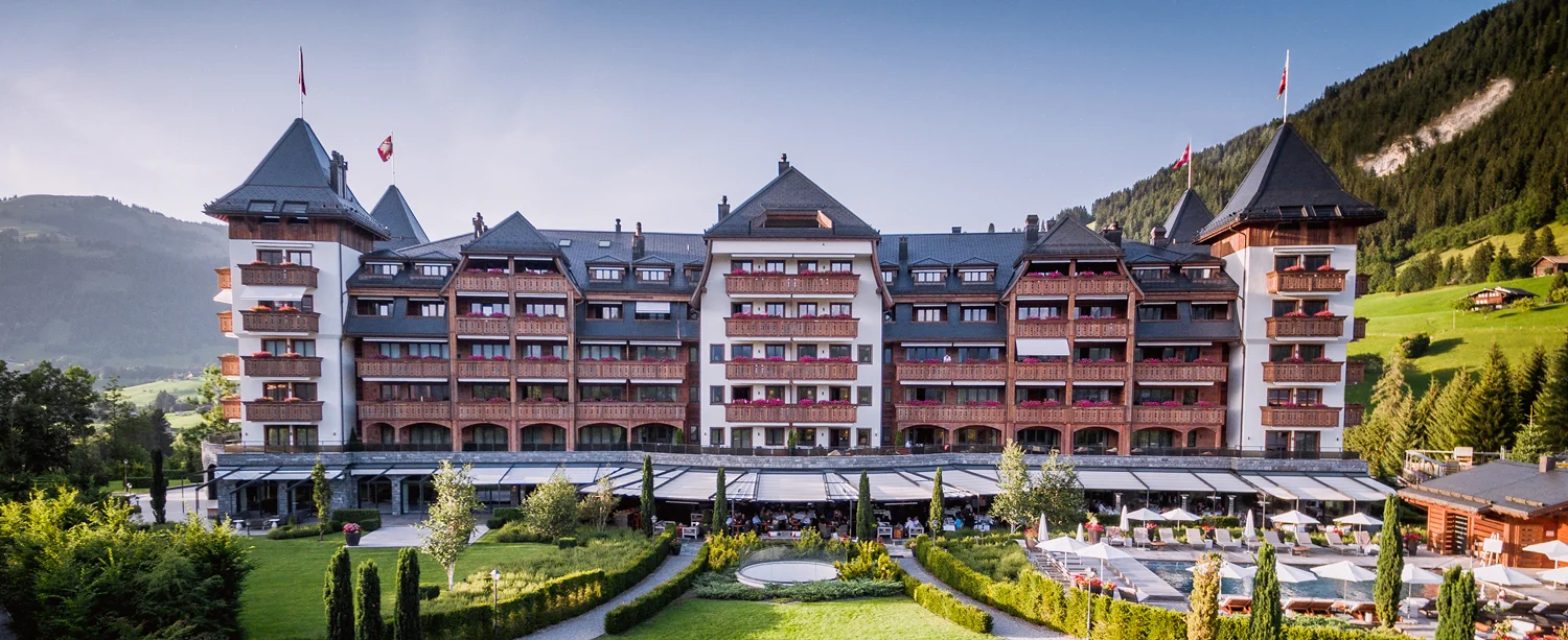 The Alpina Gstaad with its complete Alpine facade and garden